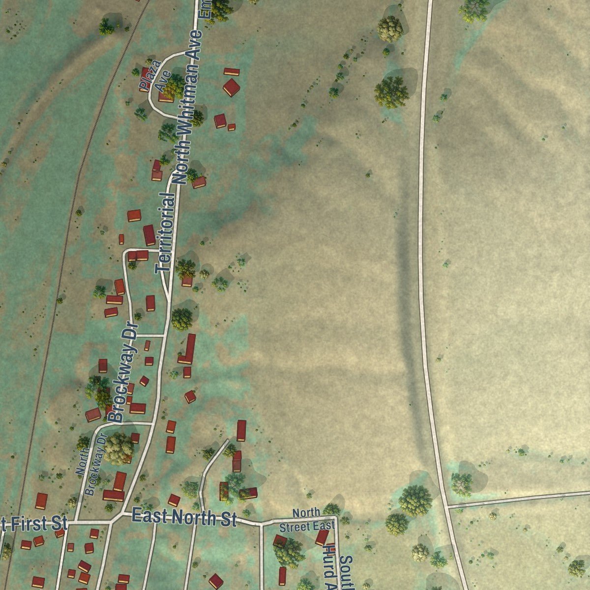 Second close-up of the map of Rosalia, Washington print showing more streets and buildings
