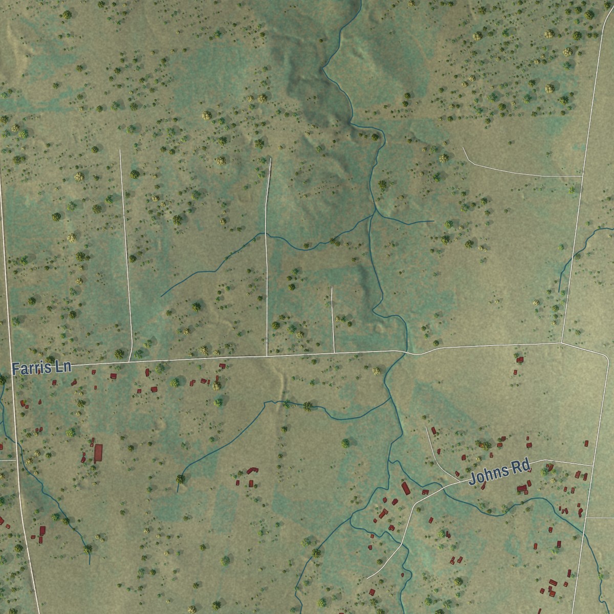 Second close-up of the map of Rosanky, Texas print showing more streets and buildings