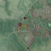Second close-up of the map of Rosaryville, Maryland print showing more streets and buildings