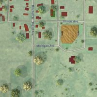 Second close-up of the map of Roscoe, South Dakota print showing more streets and buildings