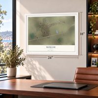 Roscoe, Texas map, 18 x 24 inch print in a white frame in a home office