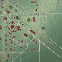 Second close-up of the map of Roscommon, Michigan print showing more streets and buildings