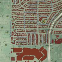 Second close-up of the map of Rose Garden, California print showing more streets and buildings