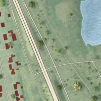 Second close-up of the map of Rose Hill Acres, Texas print showing more streets and buildings