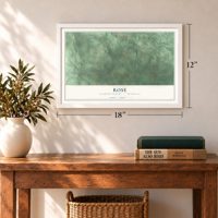 Rose, Ogemaw County, Michigan map, 12 x 18 inch print in a white frame in an entryway