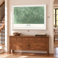 Rose, Ogemaw County, Michigan map, 24 x 36 inch print in a white frame above a dresser by a staircase