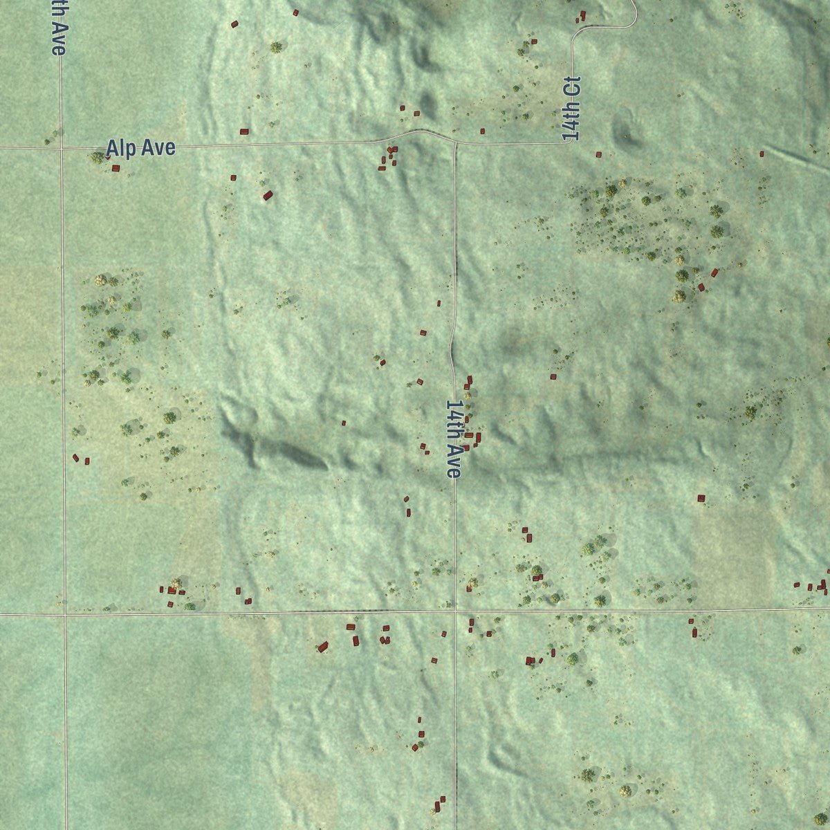 Second close-up of the map of Rose, Wisconsin print showing more streets and buildings