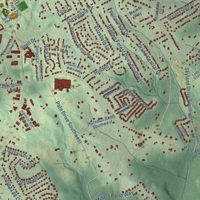 Second close-up of the map of Rosebud, Georgia print showing more streets and buildings