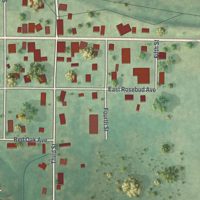 Second close-up of the map of Rosebud, Missouri print showing more streets and buildings