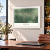 Rosebud, Missouri map, 18 x 24 inch print in a white frame in a home office
