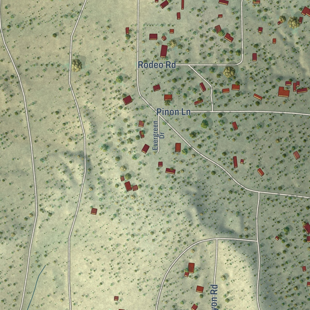 Second close-up of the map of Rosedale, New Mexico print showing more streets and buildings