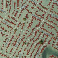 Second close-up of the map of Rosedale, Texas print showing more streets and buildings
