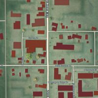 Second close-up of the map of Roseland, Indiana print showing more streets and buildings