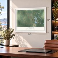 Roseland, Louisiana map, 18 x 24 inch print in a white frame in a home office