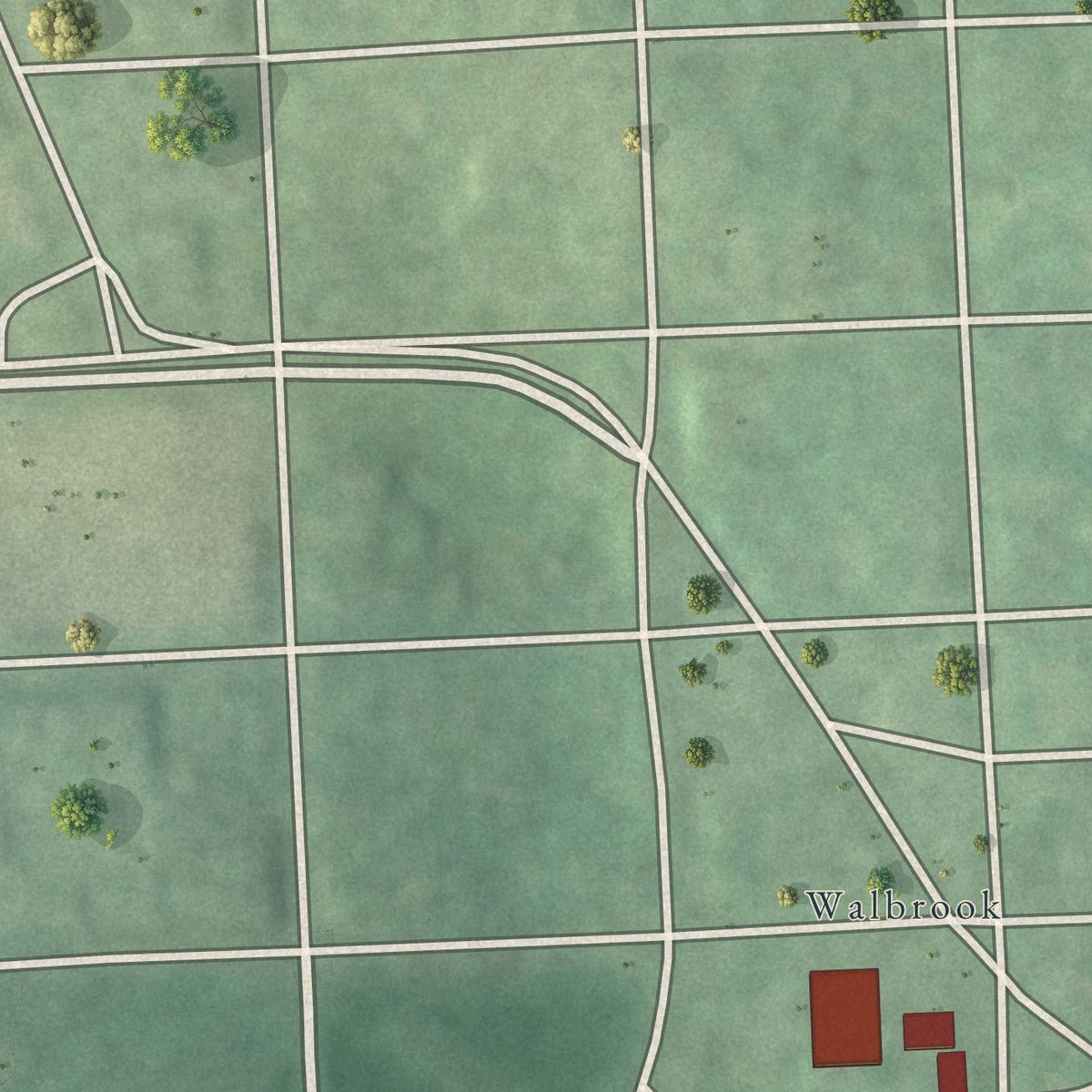 Second close-up of the map of Rosemont, Baltimore, Maryland print showing more streets and buildings