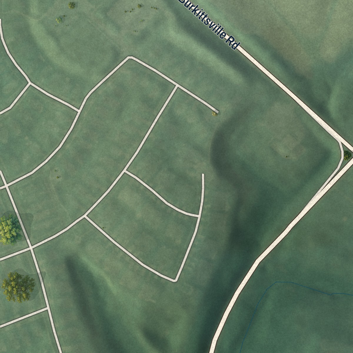 Second close-up of the map of Rosemont, Maryland print showing more streets and buildings
