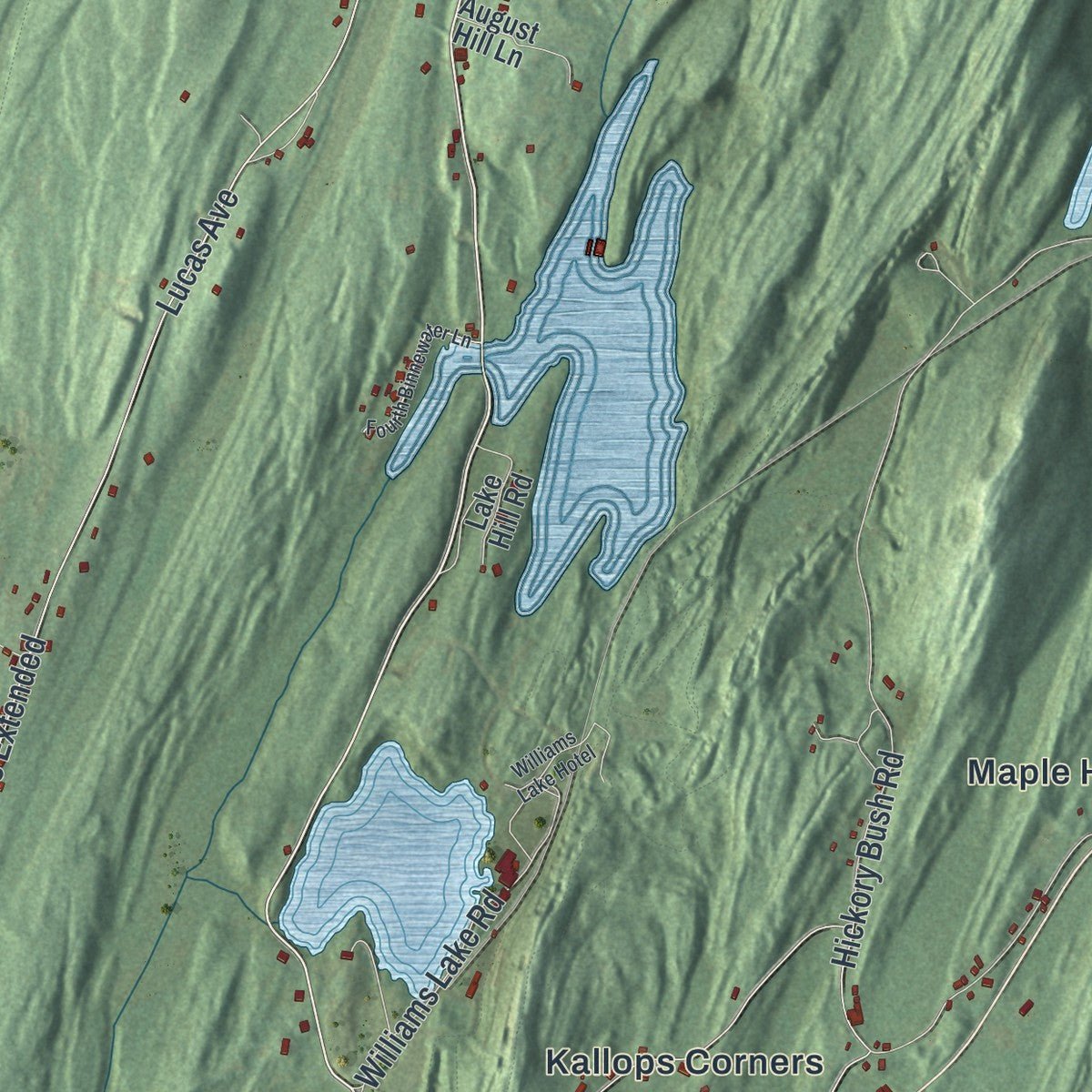 Second close-up of the map of Rosendale, New York print showing more streets and buildings