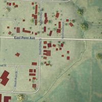 Second close-up of the map of Roseville, Illinois print showing more streets and buildings
