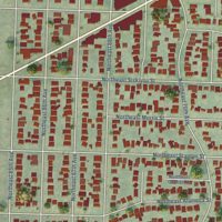 Second close-up of the map of Roseway, Oregon print showing more streets and buildings