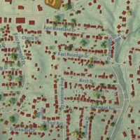 Second close-up of the map of Rosewood Heights, Illinois print showing more streets and buildings