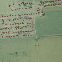Second close-up of the map of Rosharon, Texas print showing more streets and buildings