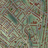 Second close-up of the map of Roslindale, Massachusetts print showing more streets and buildings