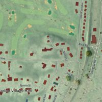 Second close-up of the map of Roslyn Harbor, New York print showing more streets and buildings
