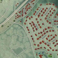 Second close-up of the map of Roslyn, New York print showing more streets and buildings