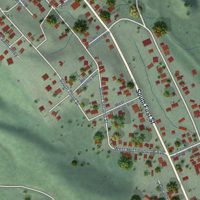 Second close-up of the map of Roslyn, Washington print showing more streets and buildings