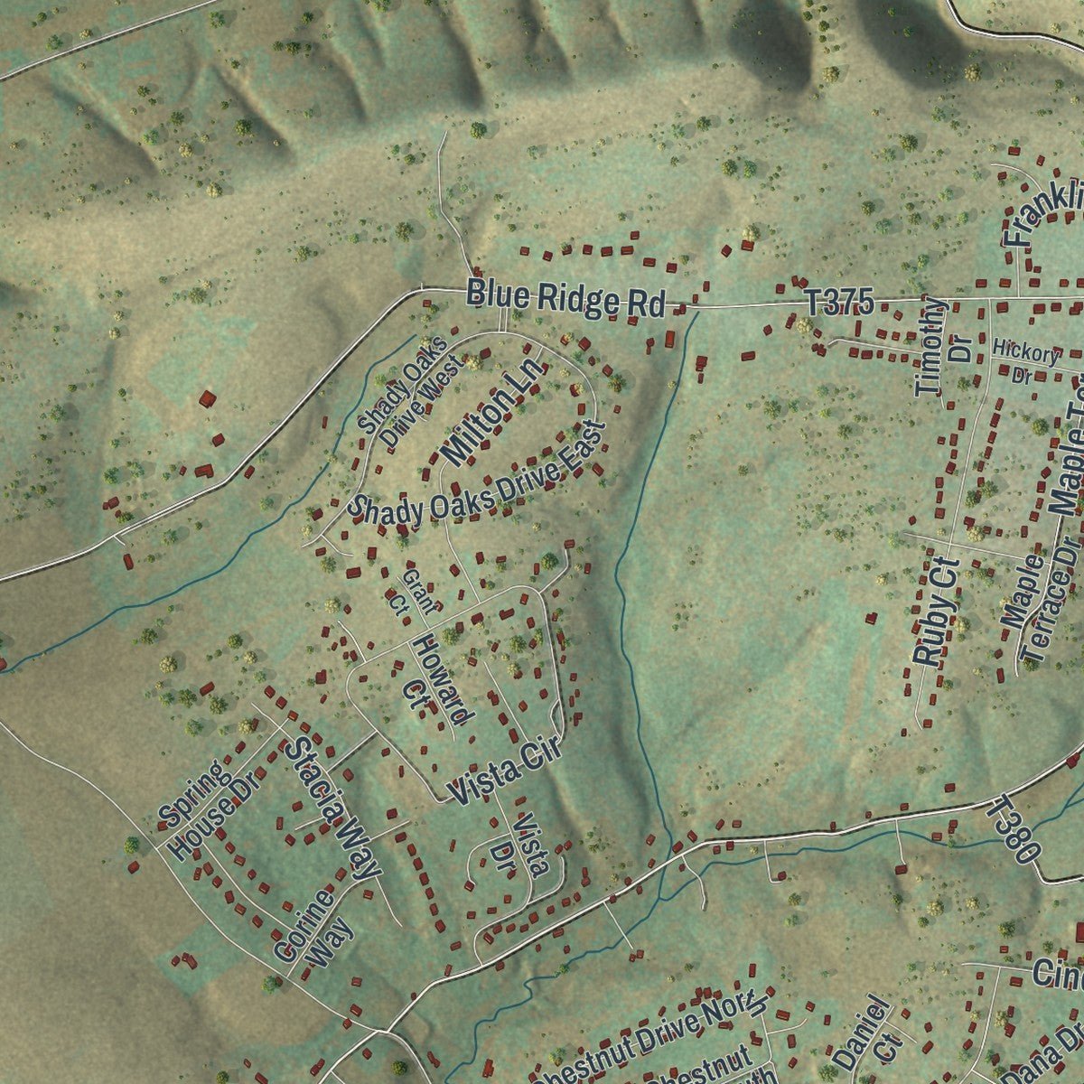 Second close-up of the map of Ross, Monroe County, Pennsylvania print showing more streets and buildings