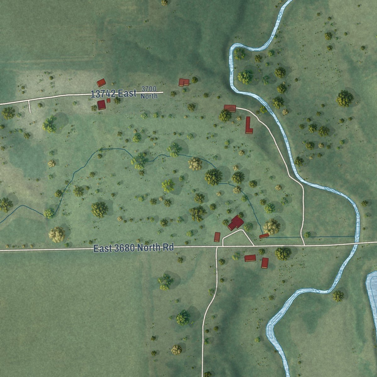 Second close-up of the map of Rossville, Illinois print showing more streets and buildings