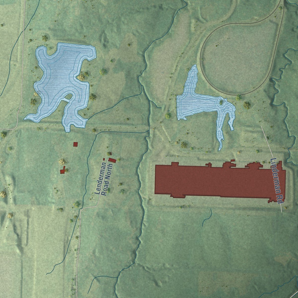 Second close-up of the map of Rossville, Tennessee print showing more streets and buildings