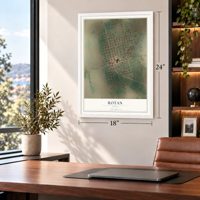 Rotan, Texas map, 18 x 24 inch print in a white frame in a home office