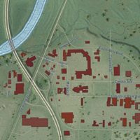 Second close-up of the map of Rothschild, Wisconsin print showing more streets and buildings