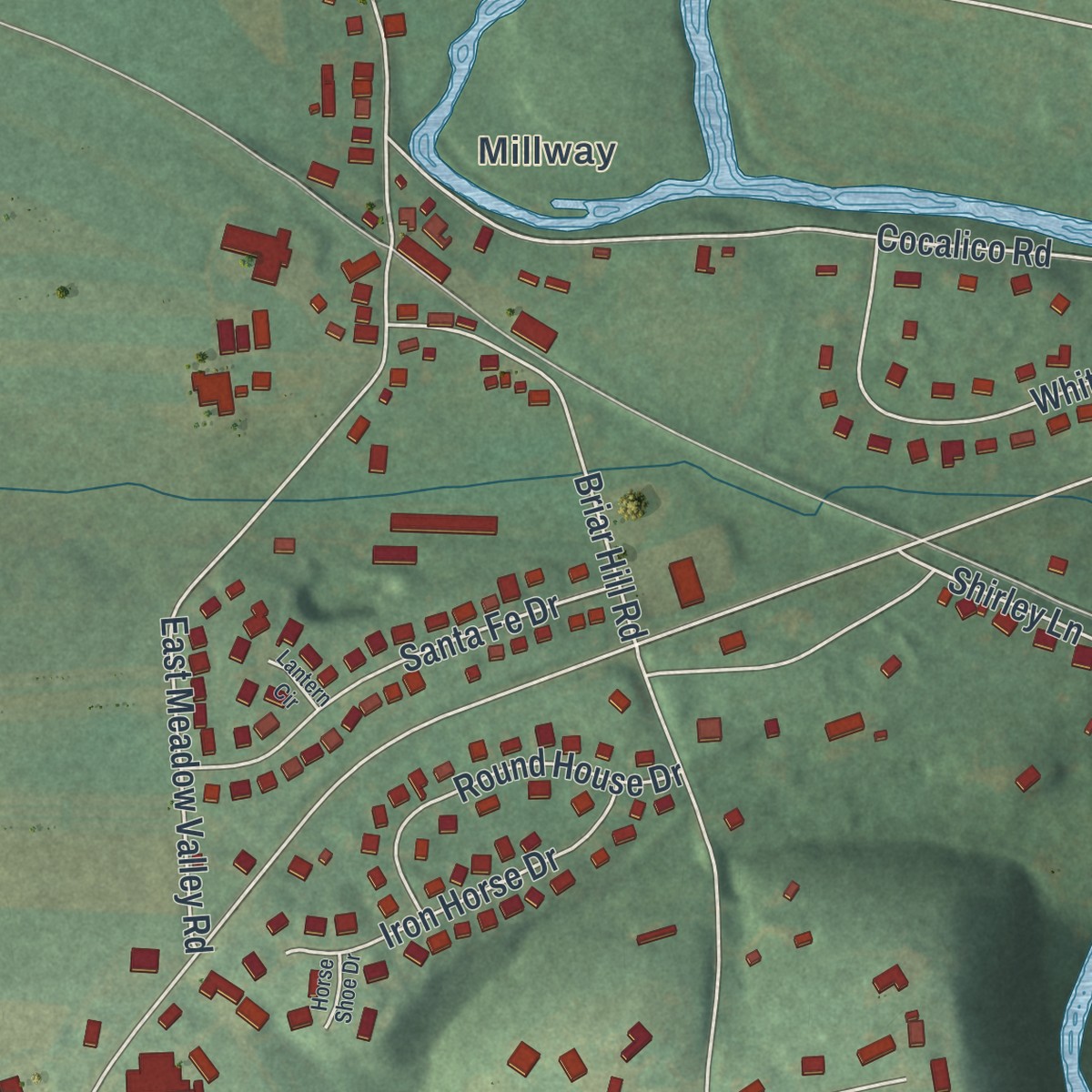 Second close-up of the map of Rothsville, Pennsylvania print showing more streets and buildings
