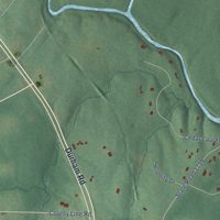 Second close-up of the map of Rougemont, North Carolina print showing more streets and buildings