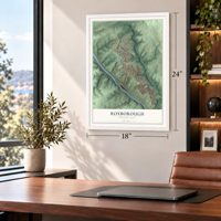 Roxborough, Pennsylvania map, 18 x 24 inch print in a white frame in a home office