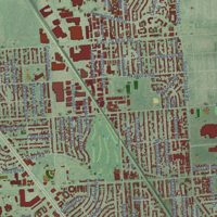 Second close-up of the map of Royal Oak, Michigan print showing more streets and buildings