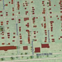 Second close-up of the map of Royal Oak, Oakland County, Michigan print showing more streets and buildings
