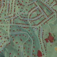 Second close-up of the map of Royal Pines, North Carolina print showing more streets and buildings