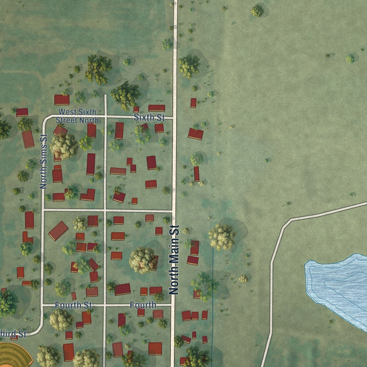 Second close-up of the map of Royalton, Illinois print showing more streets and buildings