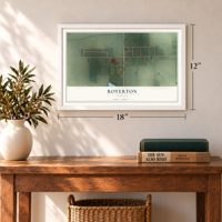 Royerton, Indiana map, 12 x 18 inch print in a white frame in an entryway