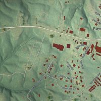 Second close-up of the map of Royston, Georgia print showing more streets and buildings