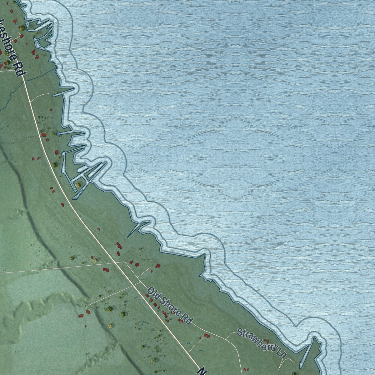Second close-up of the map of Rubicon, Michigan print showing more streets and buildings