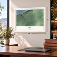 Ruby, Alaska map, 18 x 24 inch print in a white frame in a home office