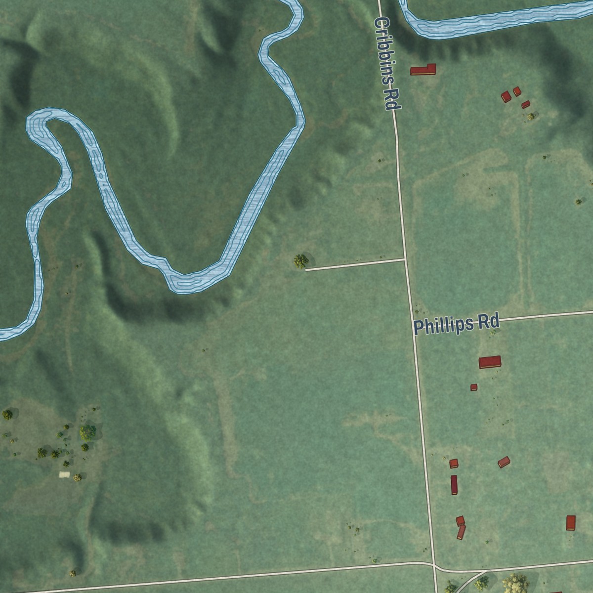 Second close-up of the map of Ruby, Michigan print showing more streets and buildings