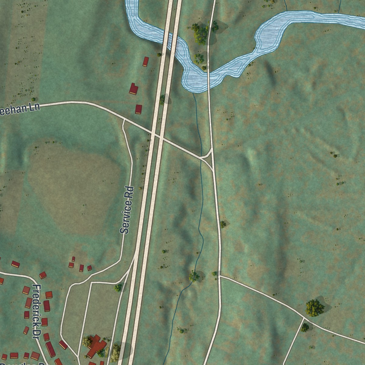 Second close-up of the map of Ruby, New York print showing more streets and buildings