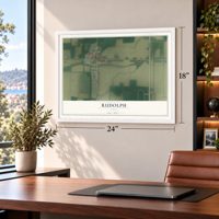 Rudolph, Ohio map, 18 x 24 inch print in a white frame in a home office