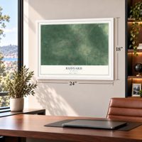 Rudyard, Michigan map, 18 x 24 inch print in a white frame in a home office