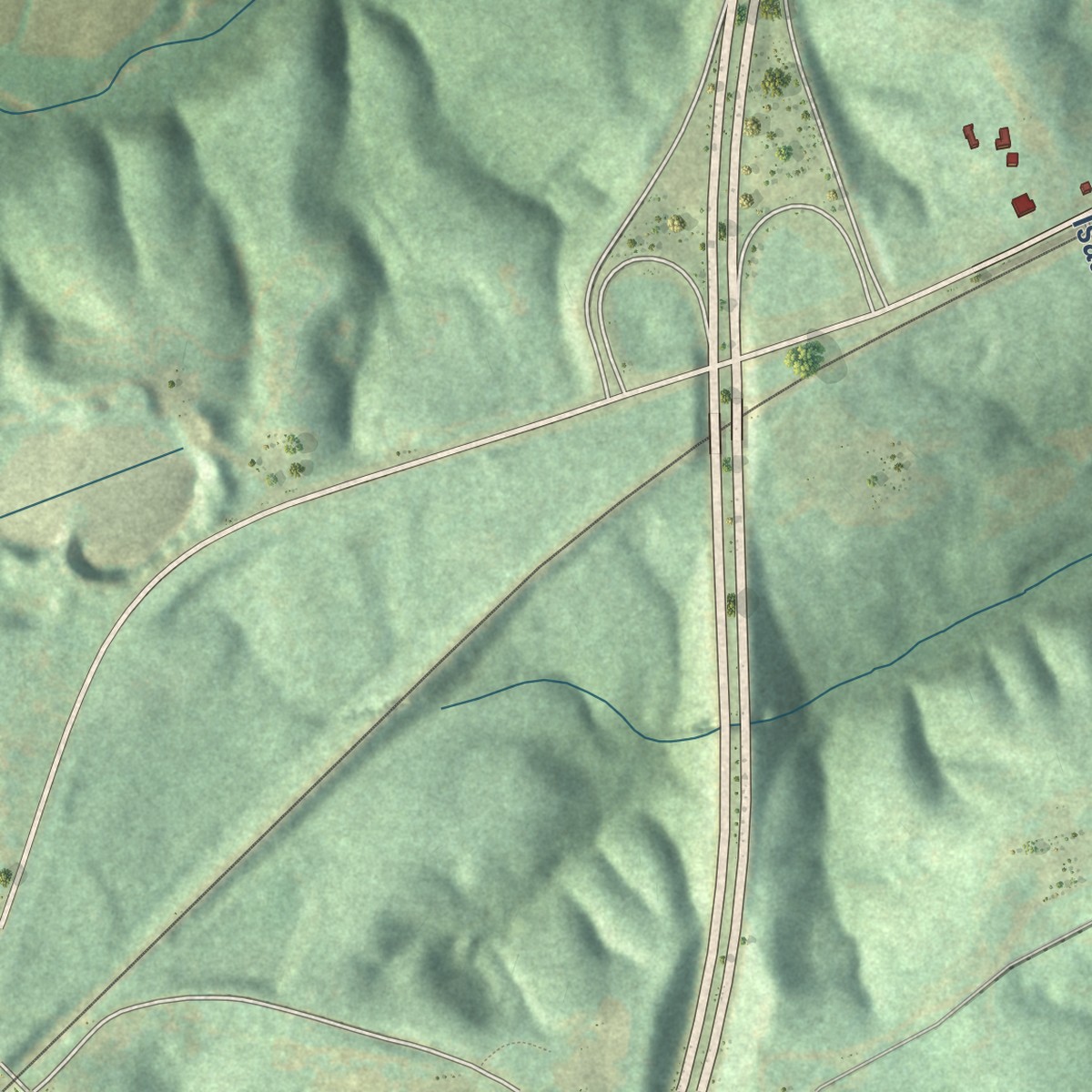 Second close-up of the map of Ruffin, North Carolina print showing more streets and buildings